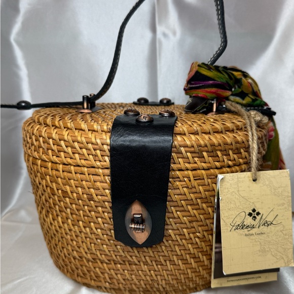 Patricia Nash Tan Woven Mini Bag with Black Accents - Picture 1 of 9